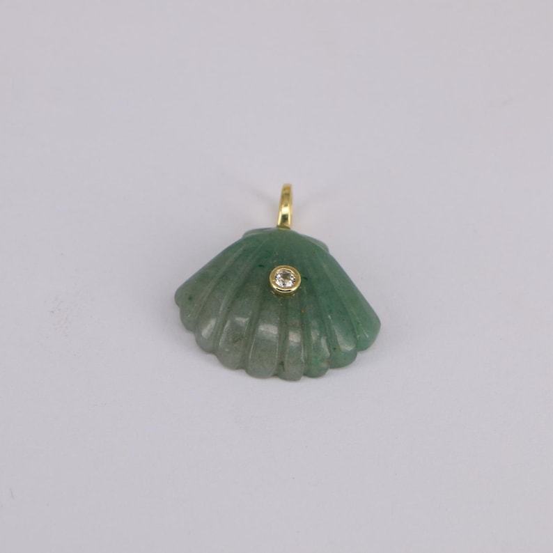 Crystal Gemstones Zircon Seashell Charm, Gold Plated Bail, Ocean Jewelry Accessories for DIY Supply Aventurine