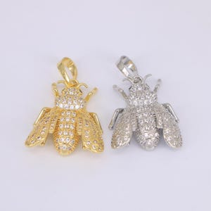 Cicada Insect Charms,18K Gold Insect Pendant,Zircon Cicada Charms,Insect Charms,DIY Jewelry Making Supply