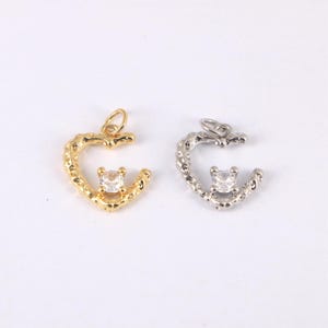 Gold Heart Charms, 18K Gold Plated Zircon Heart Pendant,Creative Pendant,DIY Jewelry Accessories