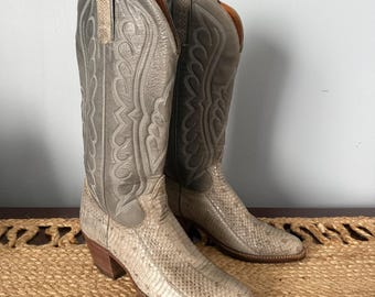 Vtg 80s Tony Leather Bangkok Python Exotic Snakeskin Cowboy Boot Women 5.5 /6