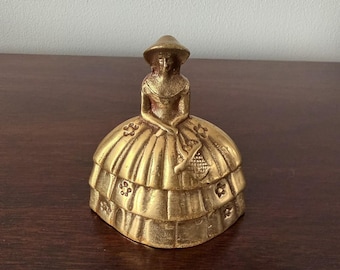 Vintage 1940s Southern Belle brass figural bell lady decor