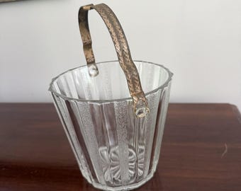 Petit seau à glace Art déco vintage en verre dépoli (19)