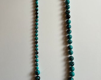 Blue & Black Agate Knotted Necklace