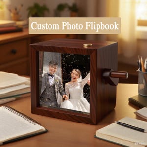 Scatola Flipbook personalizzata con foto: album di animazione in legno con luce, macchina per l&#39;animazione personalizzata con cornice Flipbook, regalo di coppia unico per lei/lui