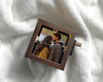 Personalized Photo Flipbook Animation Box,Custom Photo Flipbook Frame,Custom Wooden Photo Book with Light,Couple Gift for Her,Christmas Gift