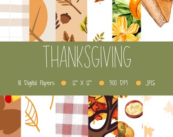 Papel para scrapbook de Ação de Graças, papel digital