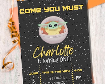 Star Wars Birthday Invite, Digital Download, Editable Template, First Birthday