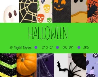 Papel digital de Halloween: Imprimibles para scrapbooking (Descarga digital)
