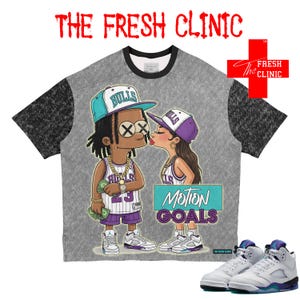 Jordan 5 Grape - Motion Goals - oversized boxy-T-shirt