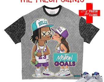 Jordan 5 Grape - Motion Goals - Oversized Boxy tee