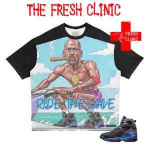 Jordan 8 Aqua - Ride The Wave - Maglietta oversize squadrata