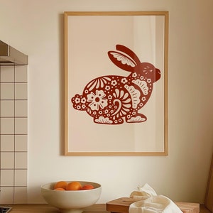 Impresión del Año del Conejo: Arte del Zodiaco Chino (Descarga digital)