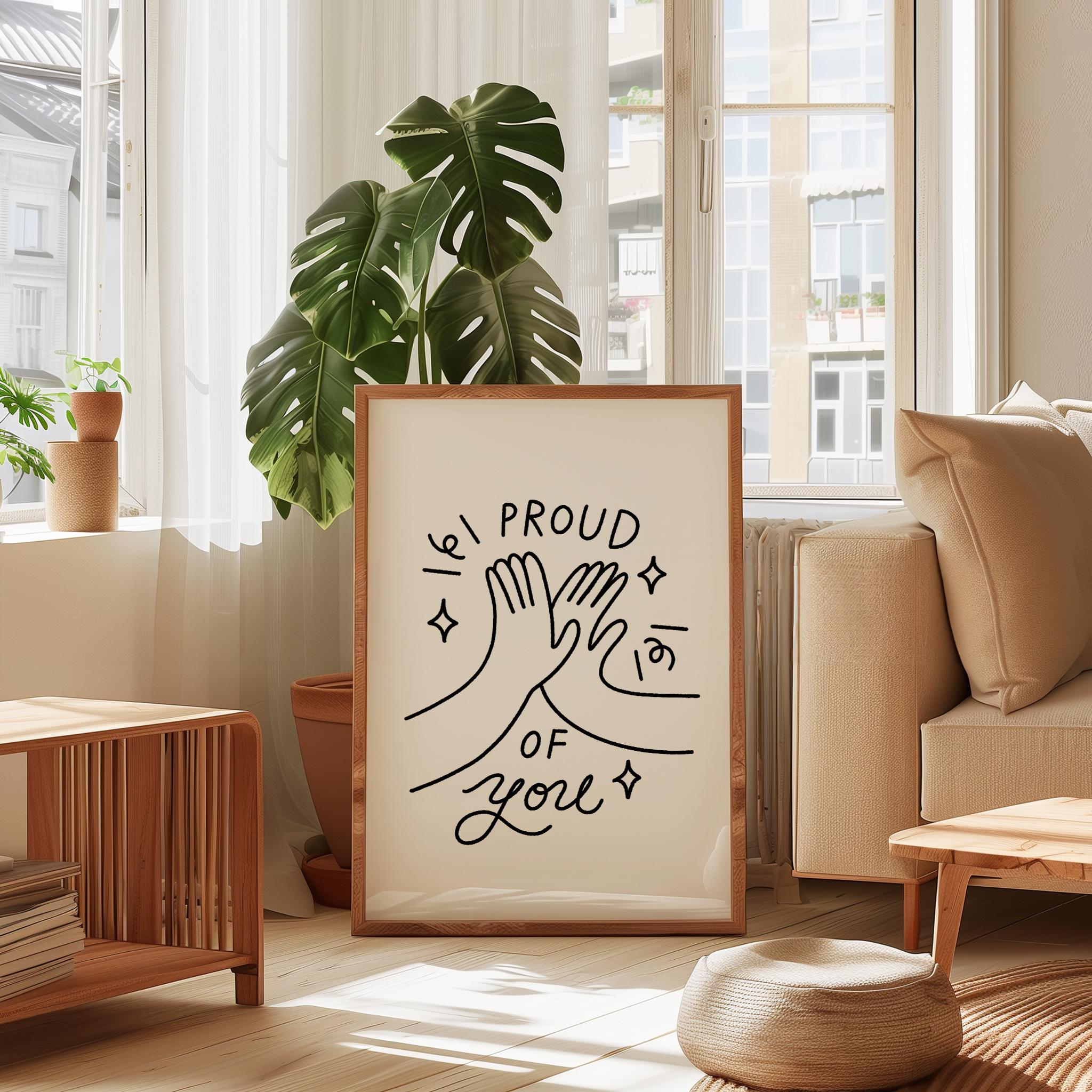 Proud of You Cute 2 PACK Motivational Digital Print Positive Affirmation Poster Home Decor Bedroom Wall Art Inspirational Nursery Office