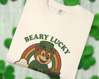 Beary Lucky Teddy Bear Leprechaun Tee - Very Lucky St. Patricks Day Shirt, Retro Irish Pride Tee