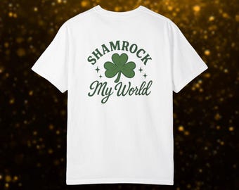 Retro Shamrock My World Shirt - Vintage St Patricks Day Tee with Four Leaf Clover, Irish Pride & Rock My World Graphic
