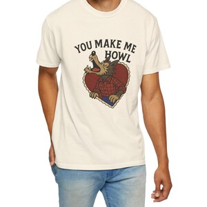 Werewolf Shirt - Retro Cartoon Valentines & Halloween Tee, You Make Me Howl Graphic, Couples Gift, Matching Anniversary Shirt image 3