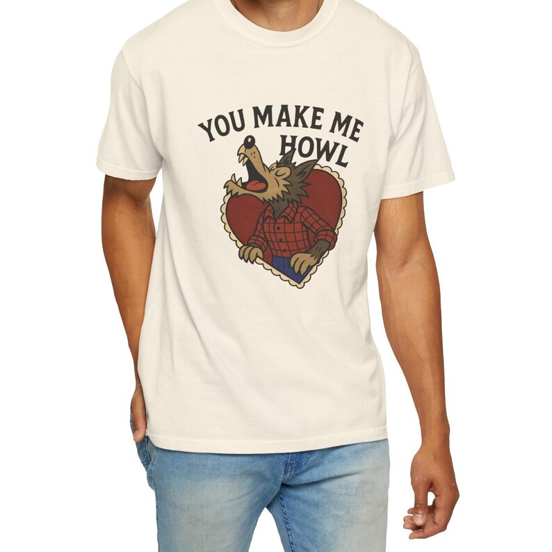 Werewolf Shirt - Retro Cartoon Valentines & Halloween Tee, You Make Me Howl Graphic, Couples Gift, Matching Anniversary Shirt image 3