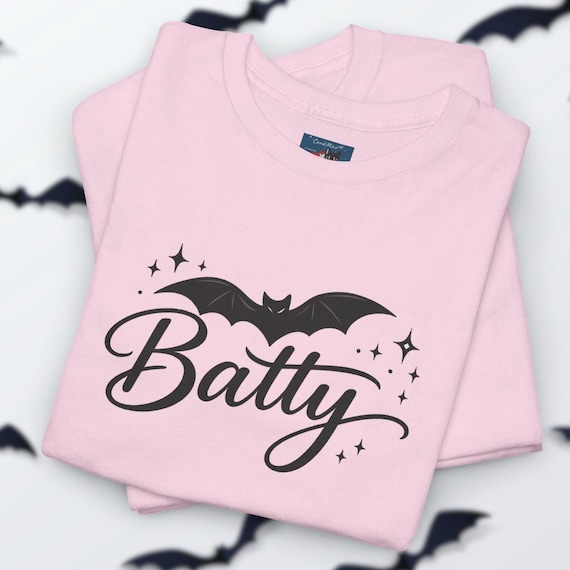 Batty Shirt - Spooky Bat Halloween Tee, Retro Fall Graphic, Cute Baddy Apparel, Cozy Autumn Vibes Outfit for Halloween Season