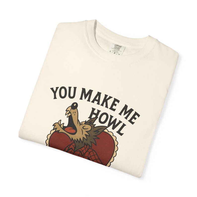 Werewolf Shirt - Retro Cartoon Valentines & Halloween Tee, You Make Me Howl Graphic, Couples Gift, Matching Anniversary Shirt image 2