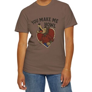 Werewolf Shirt - Retro Cartoon Valentines & Halloween Tee, You Make Me Howl Graphic, Couples Gift, Matching Anniversary Shirt image 6
