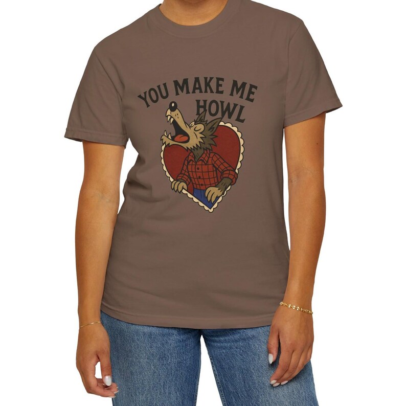 Werewolf Shirt - Retro Cartoon Valentines & Halloween Tee, You Make Me Howl Graphic, Couples Gift, Matching Anniversary Shirt image 6