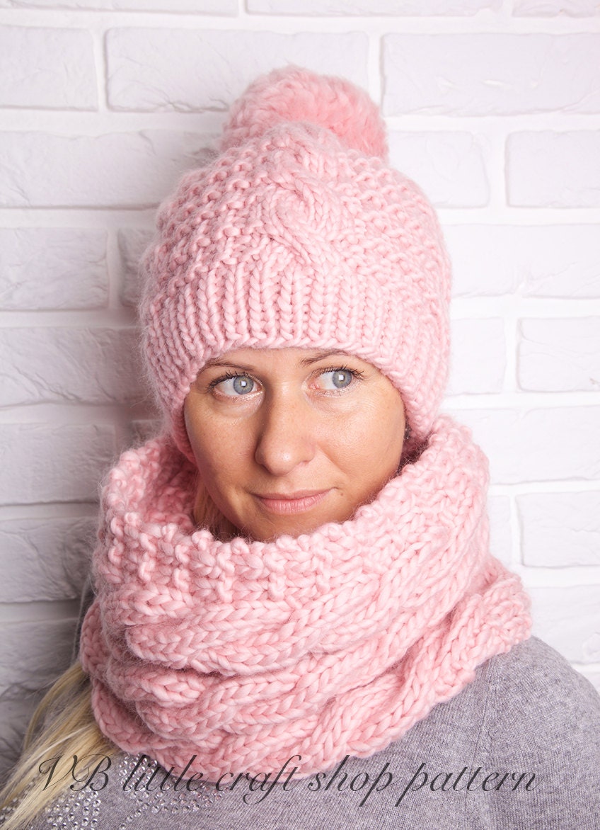 Aran Hat and Cowl knitting pattern. Instant PDF download Etsy