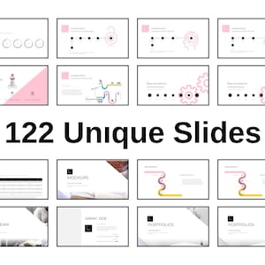 122 Unique Slides Minimal Powerpoint Template | PPT Minimalist | Persentation Slide | Business Strategy | Slide Deck