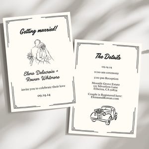 Vintage Classic Wedding Invitation Canva Template - FULLY CUSTOMIZABLE with instant download