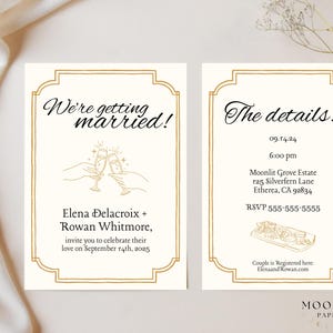 Elegant Vintage Wedding Invitation Canva Template - FULLY CUSTOMIZABLE with instant download