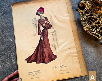 Ilustraciones antiguas y raras de moda francesa