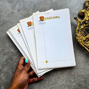 Vintage French Menus with golden emboss - Set of 5