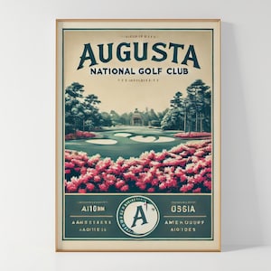 Augusta National Golf Course Wall Art – Vintage Poster Print – Golf Decor & Gift for Golfers – Home Office Decor