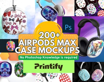 AirPods Max-hoesmodelbundel: compatibel met Printify (Photoshop PSD)