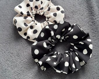 Elastici per capelli oversize in raso a pois: elastici per capelli retrò