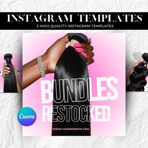 Hair Business Instagram Templates: Editable Canva Flyer (3 Files)