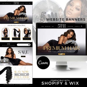 Editable Hair Web Banner Templates hair stock Shopify & Wix Designs (Canva, Digital Download)