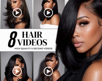Beauty Model Hair Stock Videos & Photos - Website Branding (Digital Download)