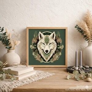 Mystical Wolf Framed Print · Dark Boho Forest Wall Art · Nordic Animal Home Decor · Witchy Fantasy Art Gift