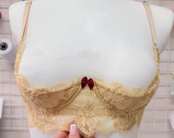 Gold Quarter Cup Bra, Open Crotched Lingerie Uncencered