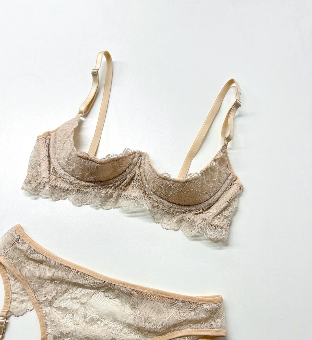 Lace Bra Cupless With Support 1/4 Cup Bra, Nude Lingerie Half Cup Shelf ...
