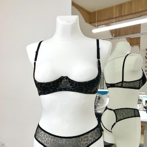 Open cupless bra extreme Shelf bra open with support, Bra open 1/4 cup, Crotchles lingerie, Half cup shelf bra Quarter cup bra leopard print