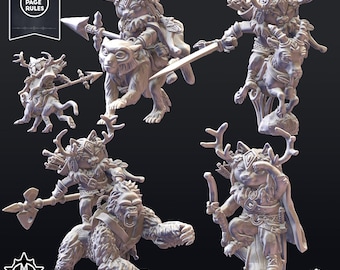 Set De 8 Miniaturas De Zorros Antropomórficos – Escala 28mm Para Juegos De Rol Como D&D, Resina Gris Sin Pintar