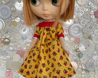 Mary Engelbreit Tiny Cherries Short Sleeved Baby Doll Dress for Neo Blythe Doll