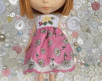 Pink Floral Vintage Handkerchief Dress for Neo Blythe Doll