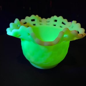 Small Custard Uranium Glass Basket