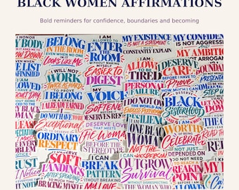 27 Black Women Affirmation Sticker Pack | Black Girl Empowerment Self Care Gift | Waterproof Vinyl Laptop and Water Bottle Stickers