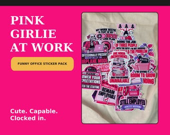 Pink Office Humor Stickers | Funny Work Decals (12-Pack)