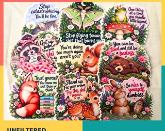 Funny Woodland Animal Stickers | Snarky Vinyl Decals (10-Pack)