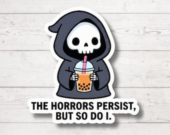 Grim Reaper Boba Sticker | Dark Humor Vinyl Decal, Waterproof Laptop Sticker