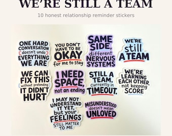 We’re Still a Team Sticker Pack | 10 Waterproof Relationship Stickers | Meaningful Gift for Partner Friend or Family
